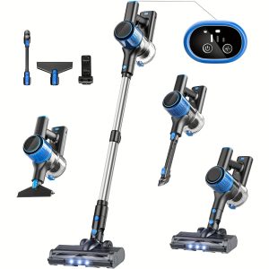 Cordless Vacuum Cleaner, 28Kpa Powerful Suction 8-in-1 Stick Vacuum With LED Display, 3 Modes Suction, Anti-Tangle & 50.72oz Dust Cup, Lightweight Vacuum For Hardwood Floor/Carpet/Pet Hair, Blue